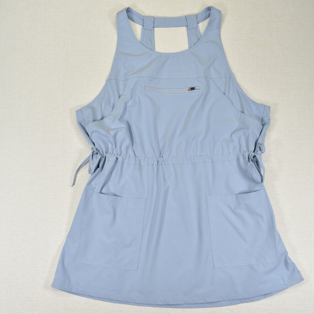 HALARA Large Blue Sleeveless Scoop Neck Sundress Dress Pullover Pockets